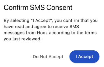 Screenshot showing user enabling SMS notifications with consent confirmation